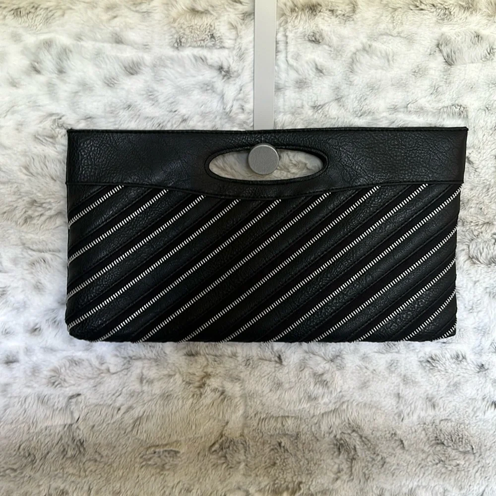 Black Zipper Clutch - Picture 1 of 6